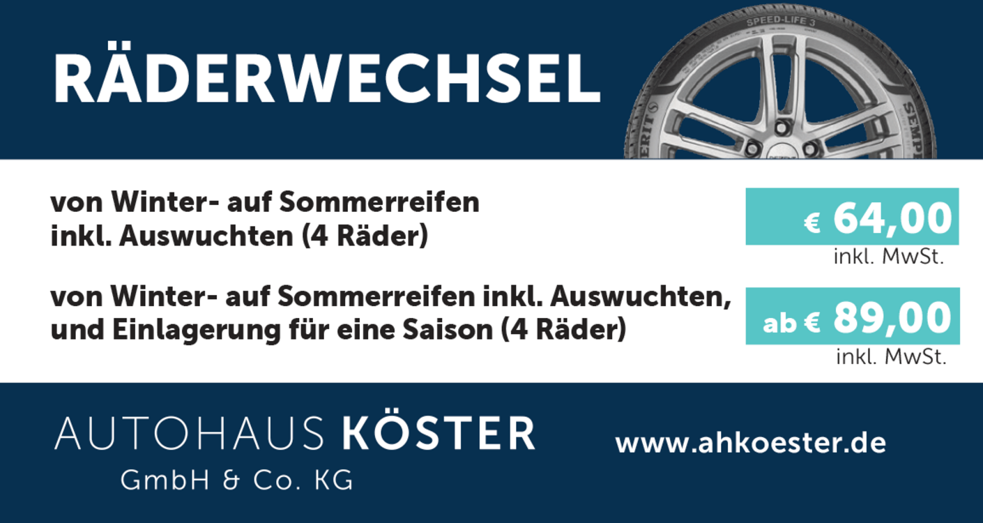 Angebot: Räderwechsel und Einlagerung | Autohaus Köster