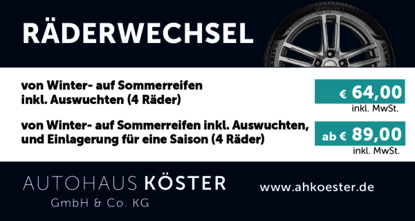 Angebot: Räderwechsel und Einlagerung | Autohaus Köster