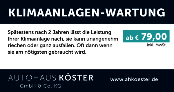 Angebot: Klimaanlagenwartung | Autohaus Köster