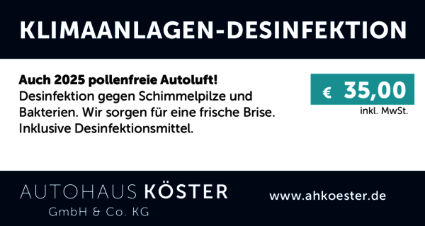 Angebot: Klimaanlagen-Desinfektion | Autohaus Köster