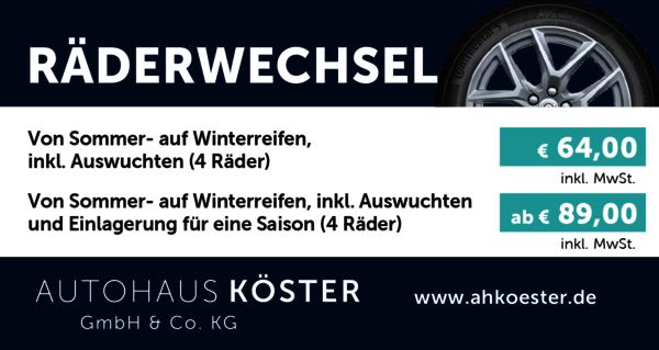 Angebot: Räderwechsel und Einlagerung | Autohaus Köster