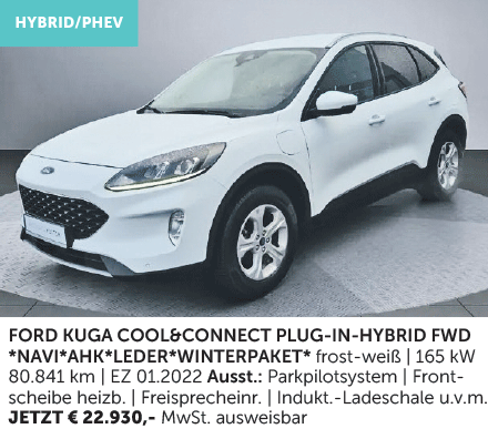 Autohaus Köster | Gebrauchtwagen-Angebot: Ford Kuga 2.5 Cool&Connect Plug-in-Hybrid FWD | frost-weiß| aus 2022