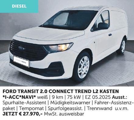 Autohaus Köster | Gebrauchtwagen-Angebot: Ford Transit Connect 2.0 Diesel Trend L2 Kasten | weiß | aus 2025