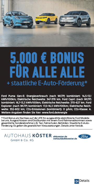Angebote: 5.000 € BONUS FÜR ALLE ALLE | E-Auto-Bonus  | Autohaus Köster