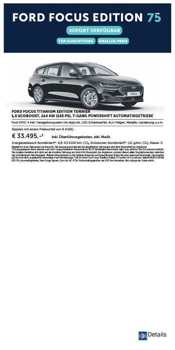 Angebote: Ford Focus 1.0 EcoBoost Turnier Titanium Edition  | Autohaus Köster